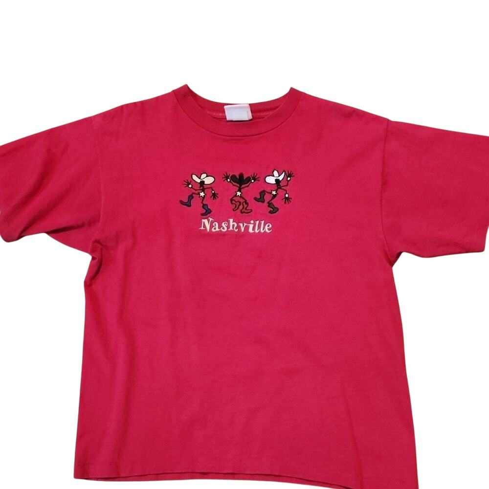 Red Womens Medium Shirt with Nashville Print By Outhouse Designs